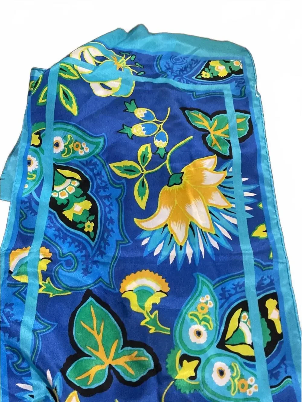 Adrienne Vittadini Blue Floral Long Silk Scarf